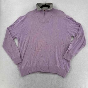 Mario Caldi Men's Wool Sweater Collared Purple Zip Long-sleeves Size 58 3XL